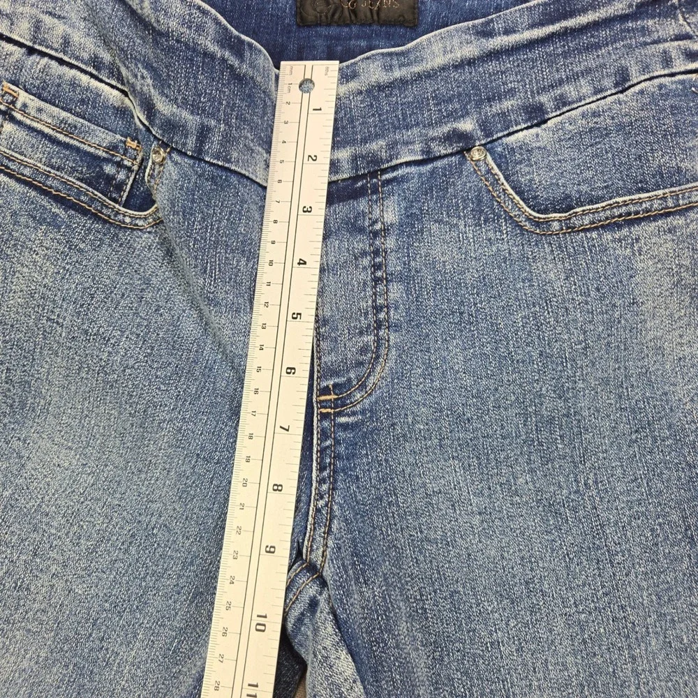 GG Jeans Ankle Pants Floral Embroidered Sequin Light Wash Blue Women Size 8 - Picture 15 of 15